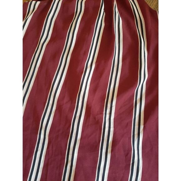 Small Blue Rain Sleeveless Lined Burgandy Pink Ivory Striped Mini Dress Sundress - Picture 3 of 4